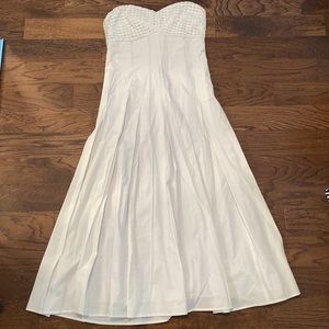 CATHERINE MALANDRINO - Midi dress white skater style strapless size 6